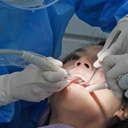 Woman getting dental work