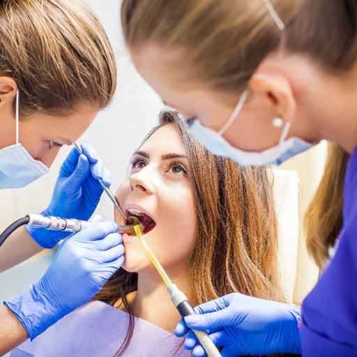 Woman getting a dental filling